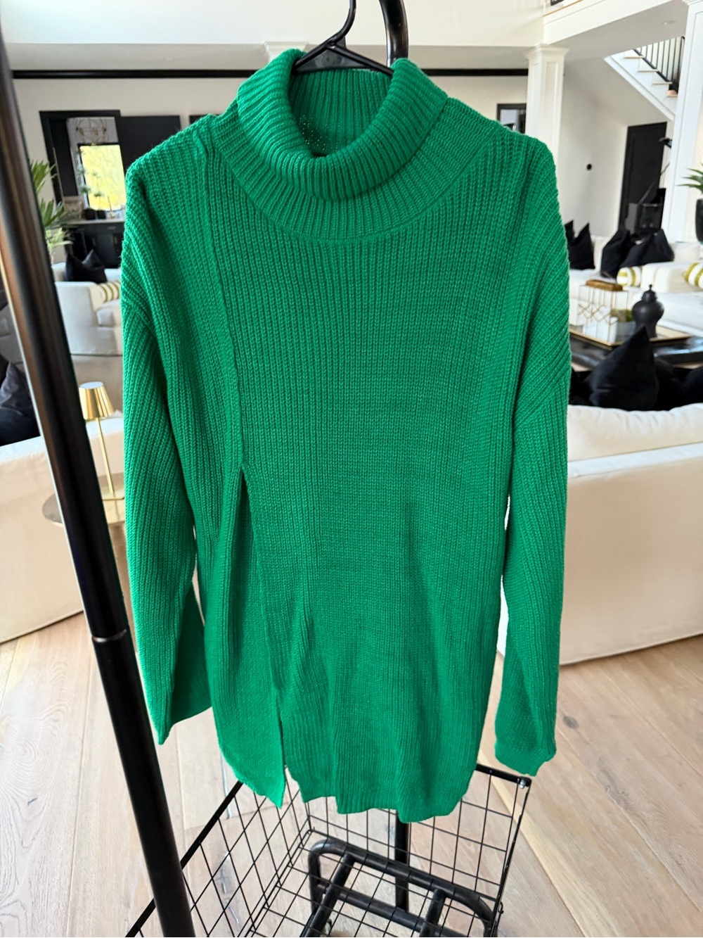 SHEIN Bright Green Ribbed Turtleneck Sweater